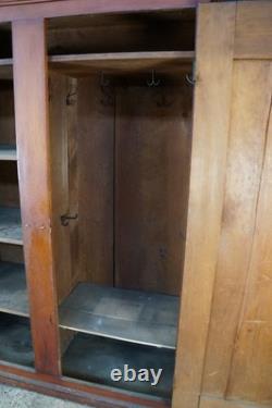 Primitive Antique American Victorian Poplar Closet Cupboard Linen Press Cabinet