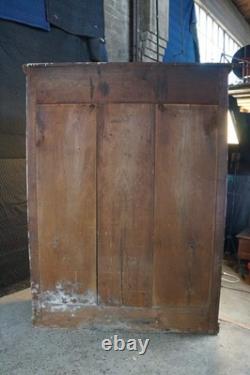 Primitive Antique American Victorian Poplar Closet Cupboard Linen Press Cabinet