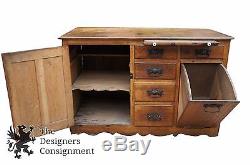 Primitive Antique Bakers Table Oak Hoosier Cabinet Storage Counter Dough Box 50