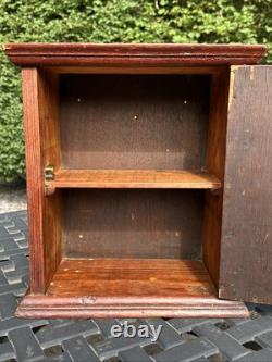 Primitive Antique Wooden Cabinet Cupboard 2 Shelf Northern Carved Panel Door