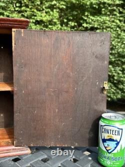 Primitive Antique Wooden Cabinet Cupboard 2 Shelf Northern Carved Panel Door