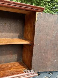 Primitive Antique Wooden Cabinet Cupboard 2 Shelf Northern Carved Panel Door