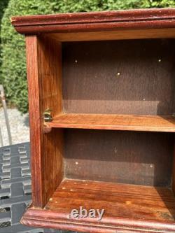 Primitive Antique Wooden Cabinet Cupboard 2 Shelf Northern Carved Panel Door