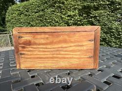 Primitive Antique Wooden Cabinet Cupboard 2 Shelf Northern Carved Panel Door