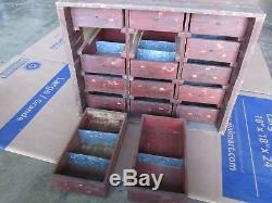 Primitive Apothecary Wood Cabinet 15 Drawers Old Cheese Box Parts Bin Organizer