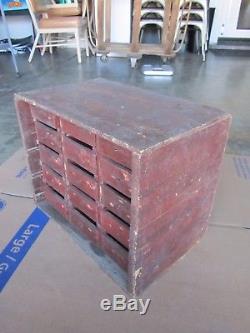 Primitive Apothecary Wood Cabinet 15 Drawers Old Cheese Box Parts Bin Organizer
