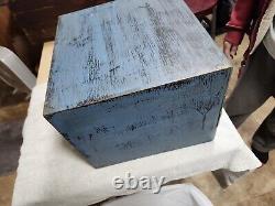 Primitive Cabinet Blue Hardware Cabinet 4 Drawers Old Store Cabinet