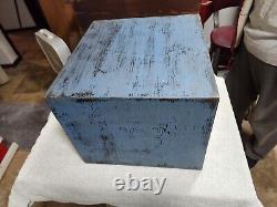 Primitive Cabinet Blue Hardware Cabinet 4 Drawers Old Store Cabinet