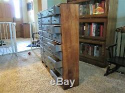 Primitive Hardware Parts Cabinet Wood Industrial Storage Farm Chest Vintage Box