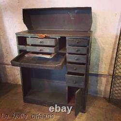 Primitive / Industrial Turn Of The Century Jewelers Work Bench With A Story