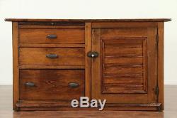 Primitive Pine & Oak Antique Kitchen Pantry Dry Sink Cabinet, Ohio #29118