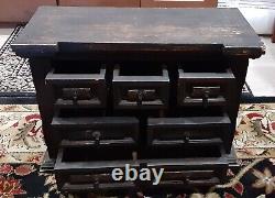 Primitive Table Top Wooden 6-Drawer Spice/Apothecary Chest/Cabinet-17.25 long