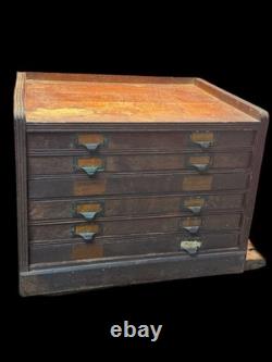 Primitive flat file Cabinet wood drawer Late 19th Century 1890s