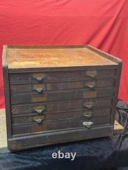 Primitive flat file Cabinet wood drawer Late 19th Century 1890s