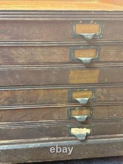 Primitive flat file Cabinet wood drawer Late 19th Century 1890s