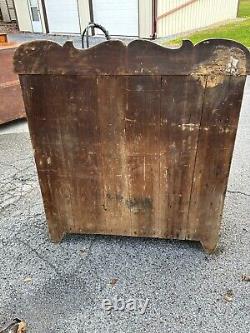 Primitive jelly cupboard 2 drawer 2 doors bracket base early surface 1830s