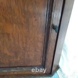 Primitive/vintage Antique OAK Hanging Wall CORNER CABINET Cupboard