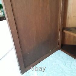 Primitive/vintage Antique OAK Hanging Wall CORNER CABINET Cupboard