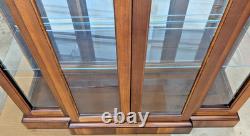 Pulaski Breakfront Lighted Curio Burled Wood 4 Glass Shelves 76t 42w 13d USA