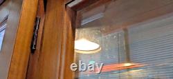 Pulaski Breakfront Lighted Curio Burled Wood 4 Glass Shelves 76t 42w 13d USA