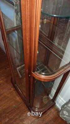 Pulaski Traditional Brown Wood Glass Curio Cabinet with 4 Shelves and Glass Door