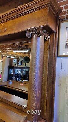 Quarter sawn oak back bar and front bar with carved victorian ladies head