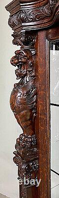 R. J. Horner Griffin Carved Serpentine Front Oak China Cabinet