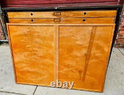 RARE 1940s WOOD & STEEL 56x40x40 12 DRAWER MAP FILE WATCH-VIDEO FREESHIPPING