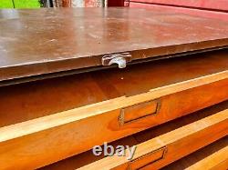 RARE 1940s WOOD & STEEL 56x40x40 12 DRAWER MAP FILE WATCH-VIDEO FREESHIPPING