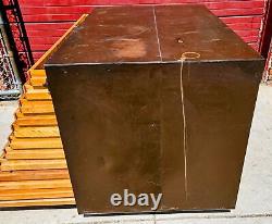 RARE 1940s WOOD & STEEL 56x40x40 12 DRAWER MAP FILE WATCH-VIDEO FREESHIPPING