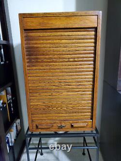 RARE Large Solid Tiger Oak Antique Rolltop Sorting Cabinet GREAT CONDITION