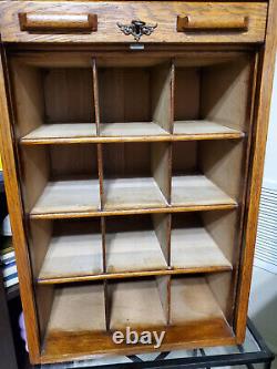 RARE Large Solid Tiger Oak Antique Rolltop Sorting Cabinet GREAT CONDITION