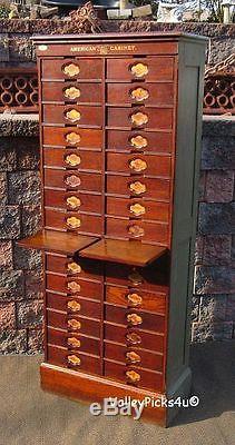 RARE Oak American Cabinet Letter File Store Dental Recipe Filing Cupboard