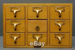 RARE Vtg 9 Drawer Gaylord Blonde Oak index file Library Card Catalog Cabinet
