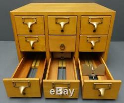 RARE Vtg 9 Drawer Gaylord Blonde Oak index file Library Card Catalog Cabinet