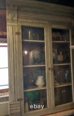 REAL Antique Primitive Farm House Cabinet Cupboard Old White Crackle Paint