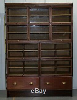 Rare 1920's Haberdashery Stacking Cabinet 10 Retracting Doors 28 Sliding Shelves