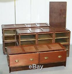 Rare 1920's Haberdashery Stacking Cabinet 10 Retracting Doors 28 Sliding Shelves