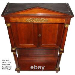Rare Antique French Napoleon Era 33.5 Table Cabinet, Empire Style & Bronze