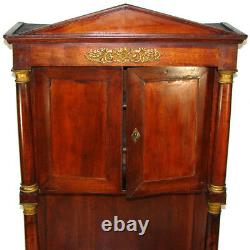 Rare Antique French Napoleon Era 33.5 Table Cabinet, Empire Style & Bronze