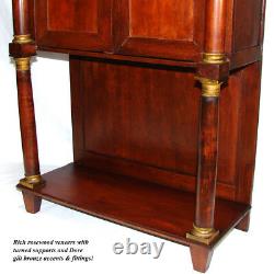 Rare Antique French Napoleon Era 33.5 Table Cabinet, Empire Style & Bronze