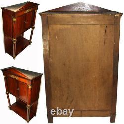 Rare Antique French Napoleon Era 33.5 Table Cabinet, Empire Style & Bronze