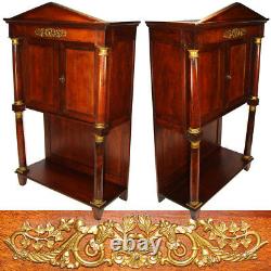 Rare Antique French Napoleon Era 33.5 Table Cabinet, Empire Style & Bronze