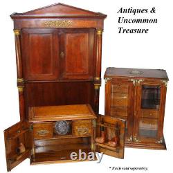 Rare Antique French Napoleon Era 33.5 Table Cabinet, Empire Style & Bronze