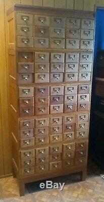 Rare Antique Library Card Catalog Index Cabinet 75 Drawer Oak Stacking 7 Pieces