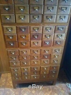 Rare Antique Library Card Catalog Index Cabinet 75 Drawer Oak Stacking 7 Pieces