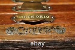 Rare Antique Vintage c. 1900 Oak 12 Drawer Railroad Lines Map Case Cabinet NICE