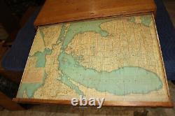 Rare Antique Vintage c. 1900 Oak 12 Drawer Railroad Lines Map Case Cabinet NICE