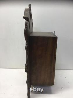 Rare Carved Wood Medicine Hanging Cabinet Depicting Goethe-Schiller Monument