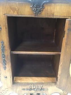 Rare Carved Wood Medicine Hanging Cabinet Depicting Goethe-Schiller Monument